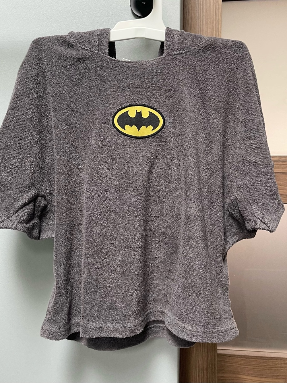 Gap Kids DC Batman Terry Hooded Poncho, Grey, Toddler Size 5